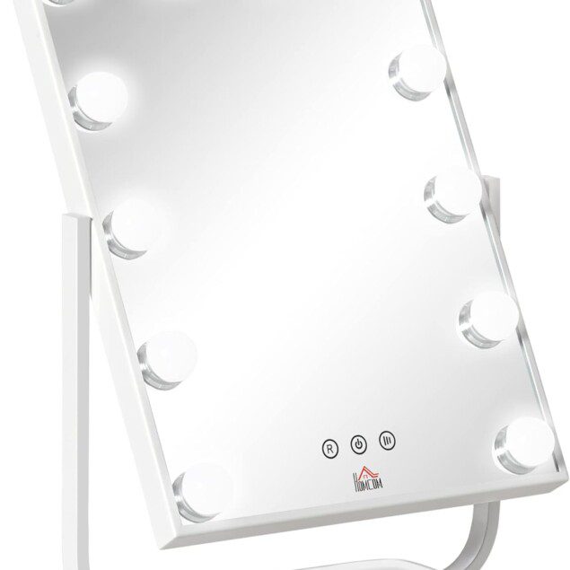 Miroir maquillage lumineux LED pour les passionnées de beauté : 3 modes d'éclairage et design élégant en métal blanc