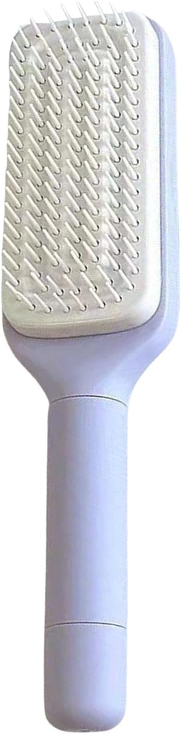 Brosse à cheveux à poils rétractables : la solution facile à nettoyer pour un coiffage sans enchevêtrement Idéale pour les cheveux raides et bouclés, profitez d'une expérience antistatique et pratique avec cette brosse portable à poignée rotative.