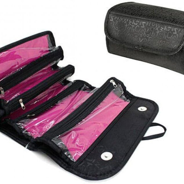 Organisateur trousse de toilette roll-up : idéal pour les voyageurs en quête de rangement pratique et élégant