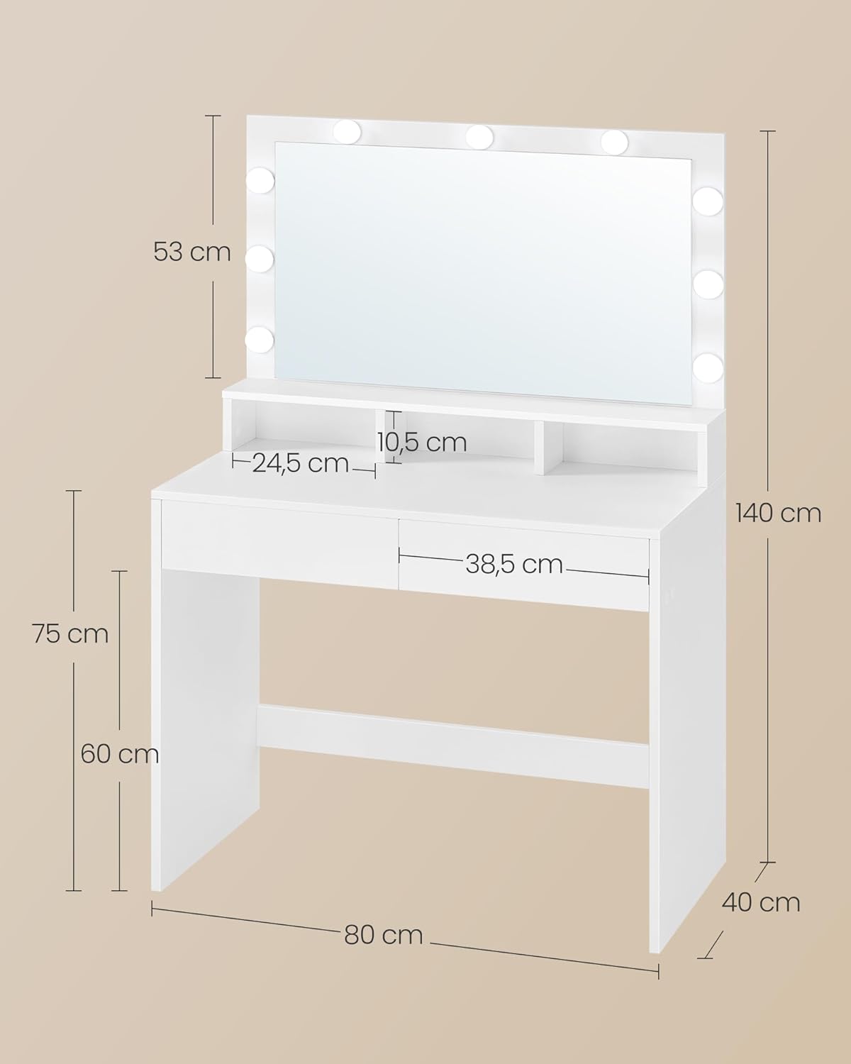 Coiffeuse moderne avec grand miroir LED : l'alliée parfaite pour les passionnées de beauté – Image 5