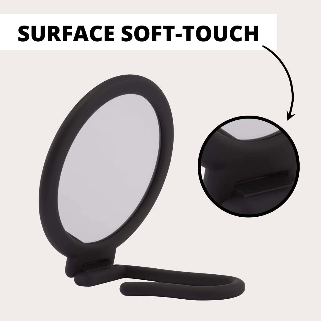 Double face : miroir de maquillage rond noir pour un maquillage et une coiffure parfaits – Image 5