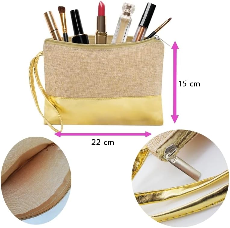 Trousse en jute doré : pochette de maquillage personnalisée pour les passionnées de beauté – Image 2