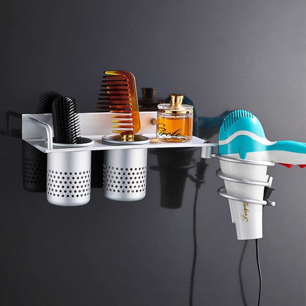 Porte sèche cheveux mural en aluminium : un support élégant pour votre salle de bain Idéal pour les hôtels et les chambres à coucher, il garde vos appareils bien rangés et accessibles – Image 3