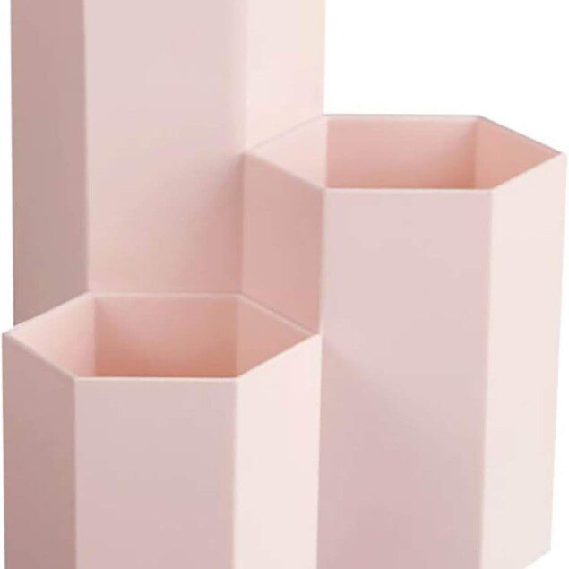 Pot créatif hexagonal multifonction : idéal pour ranger pinceaux de maquillage et papeterie avec élégance