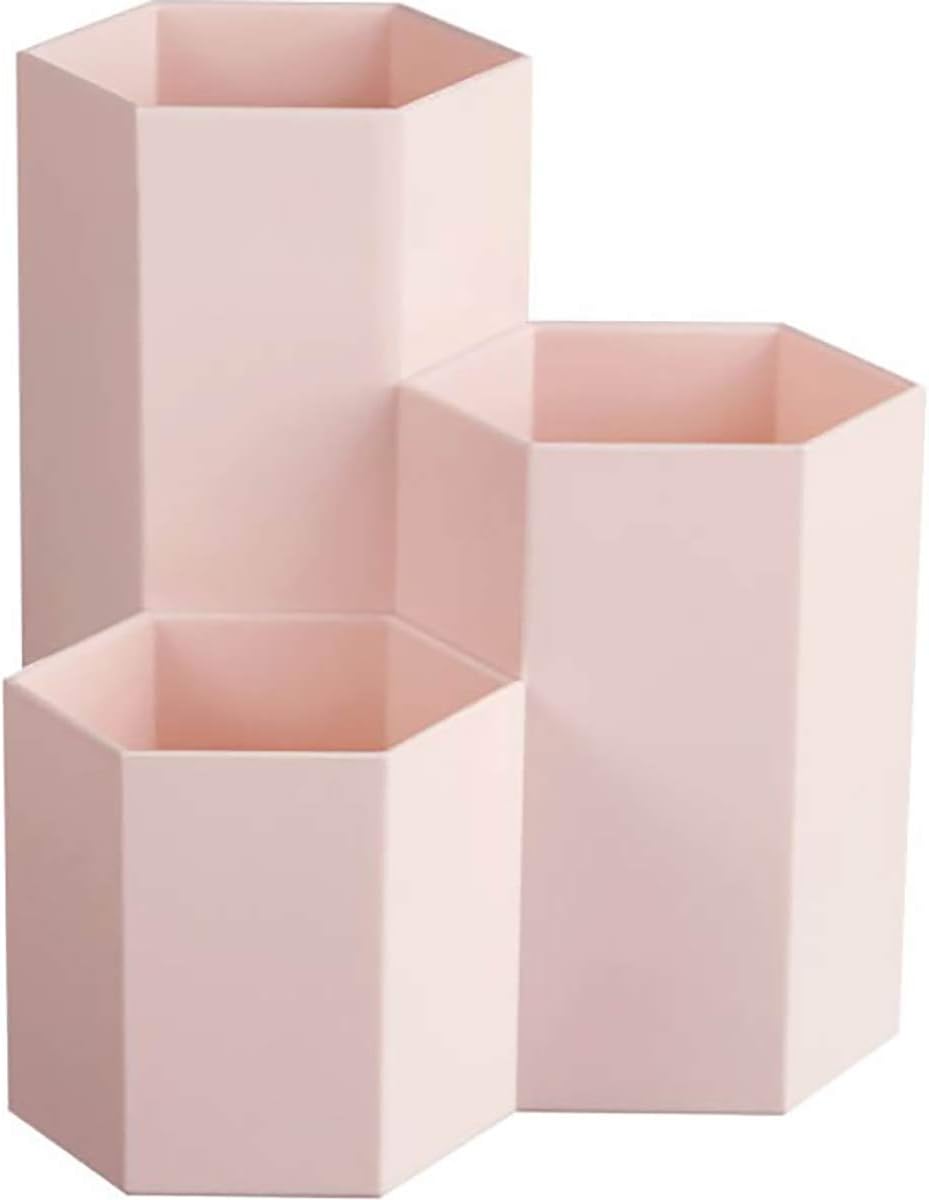 Pot créatif hexagonal multifonction : idéal pour ranger pinceaux de maquillage et papeterie avec élégance