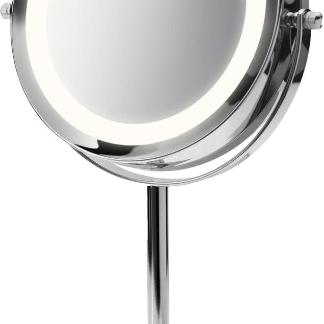 Miroir de maquillage avec éclairage LED : le compagnon idéal pour les passionnées de beauté Profitez d'un grossissement 5x et d'un design pivotant à 360° pour un maquillage parfait à chaque instant