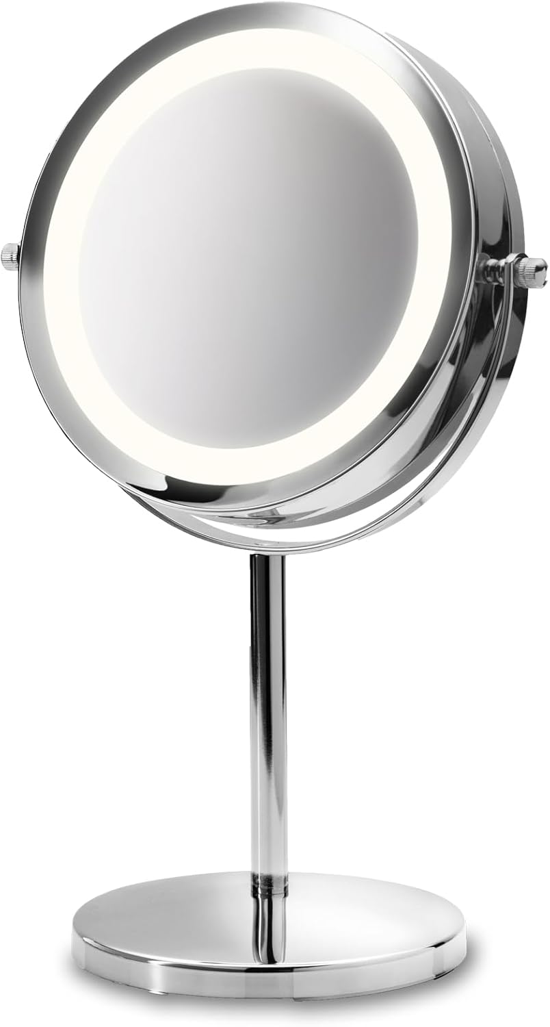 Miroir de maquillage avec éclairage LED : le compagnon idéal pour les passionnées de beauté Profitez d'un grossissement 5x et d'un design pivotant à 360° pour un maquillage parfait à chaque instant