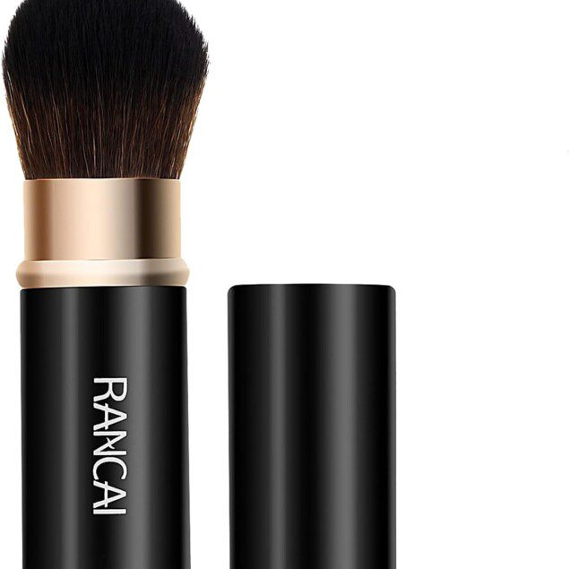 Pinceau kabuki rétractable pour un maquillage parfait : l'outil cosmétique noir indispensable pour une application précise de fond de teint en poudre minérale et de blush