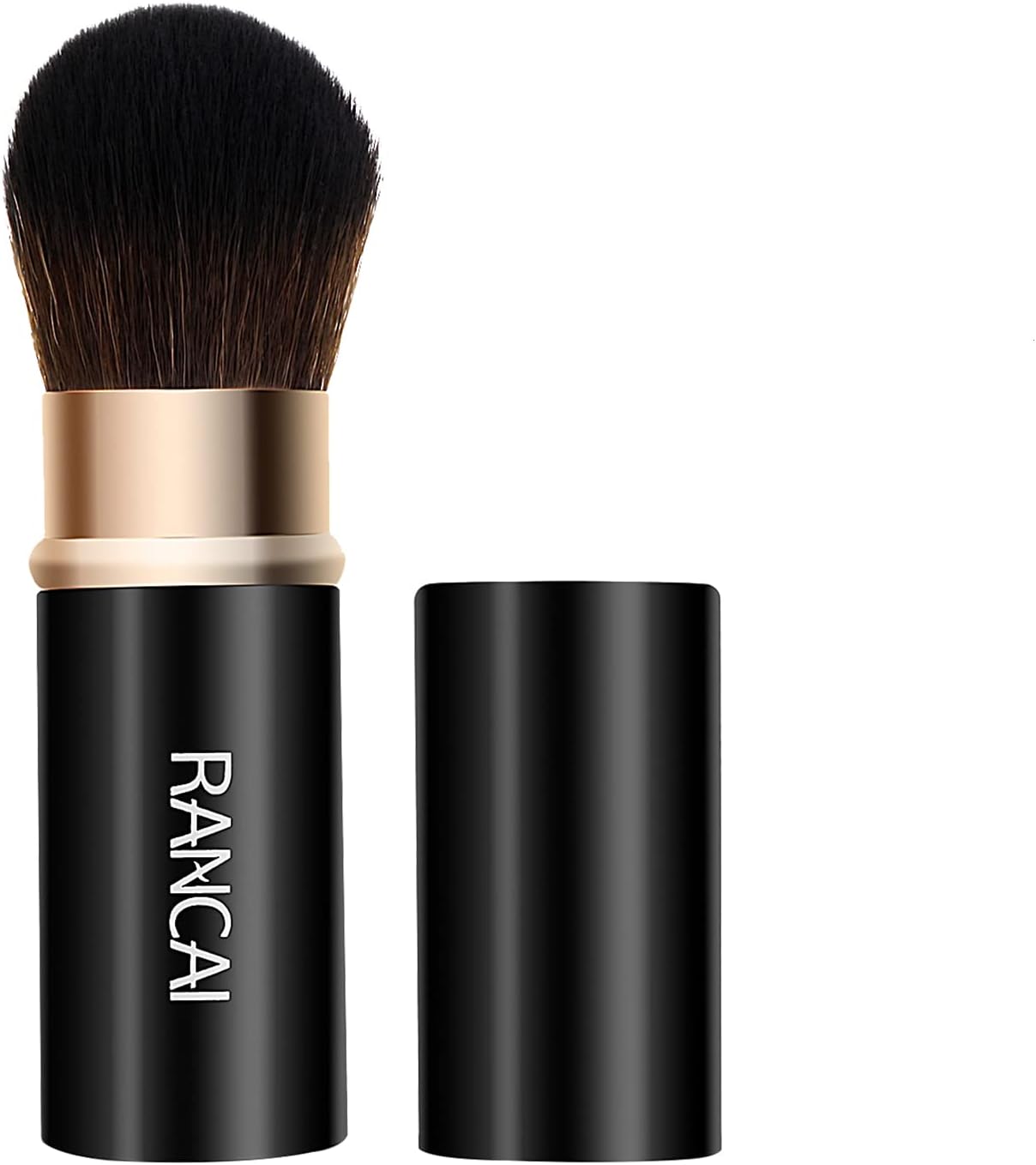 Pinceau kabuki rétractable pour un maquillage parfait : l'outil cosmétique noir indispensable pour une application précise de fond de teint en poudre minérale et de blush