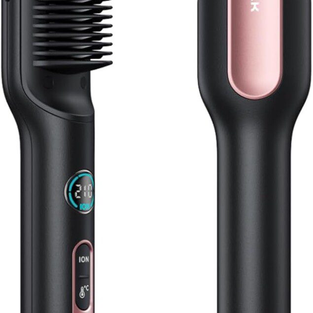 Brosse lissante pour cheveux : lisseur 2 en 1 céramique anti-brûlure pour une coiffure impeccable