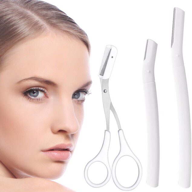 Outil de coupe des sourcils : lot de 3 ciseaux de précision pour hommes et femmes, pour une finition parfaite et soignée
