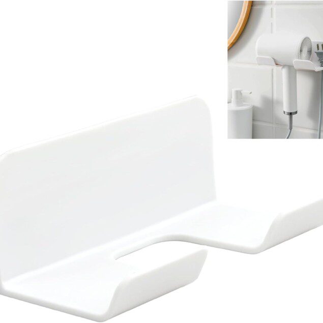 Support mural sans perçage pour sèche-cheveux : pratique et élégant pour un rangement optimal dans votre salle de bain