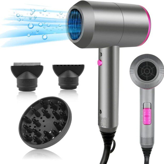 Sèche-cheveux professionnel ionique : séchage rapide et protection thermique pour famille et salon de coiffure