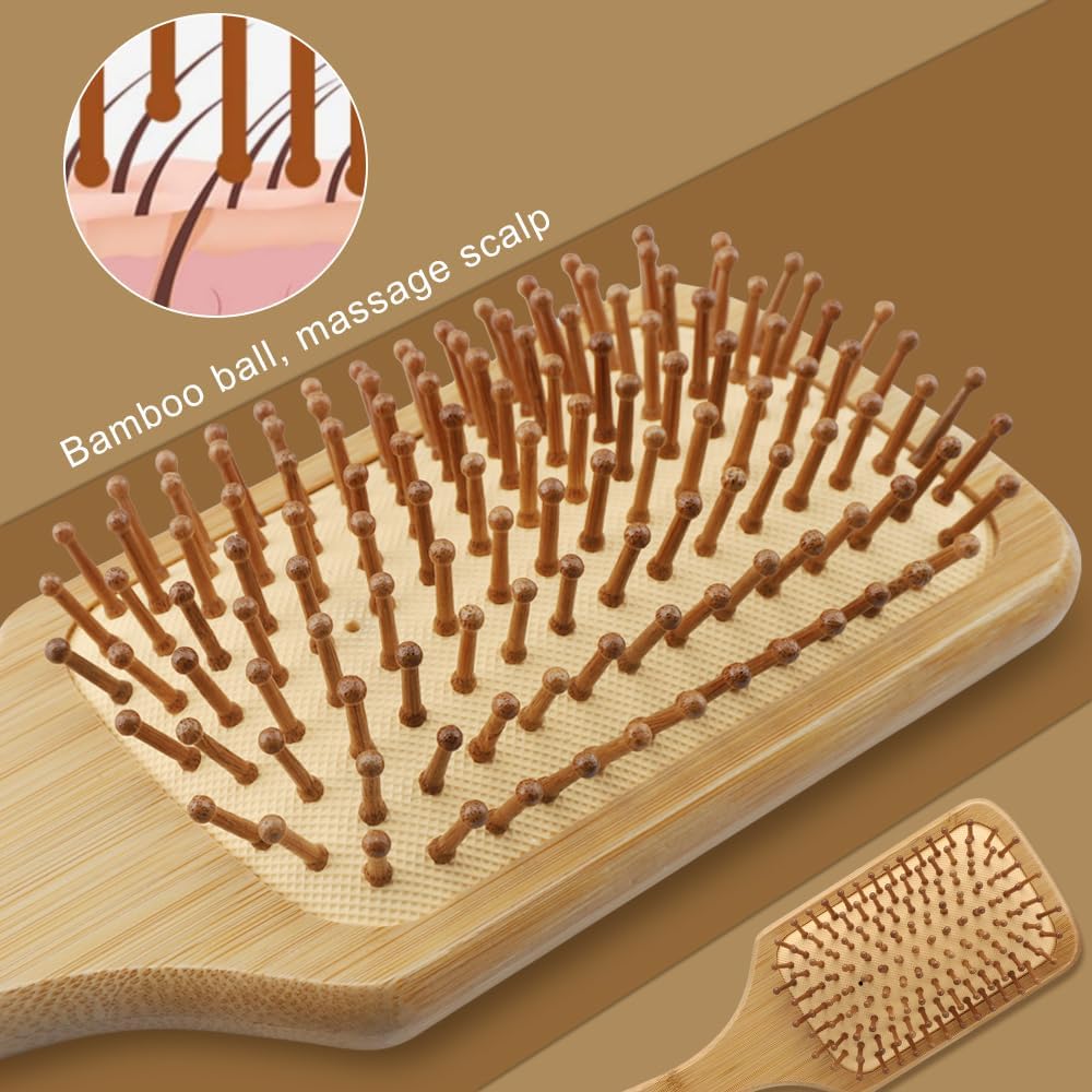 Brosse en bambou pour cheveux : un soin antistatique et anti-frisottis pour toute la famille – Image 4
