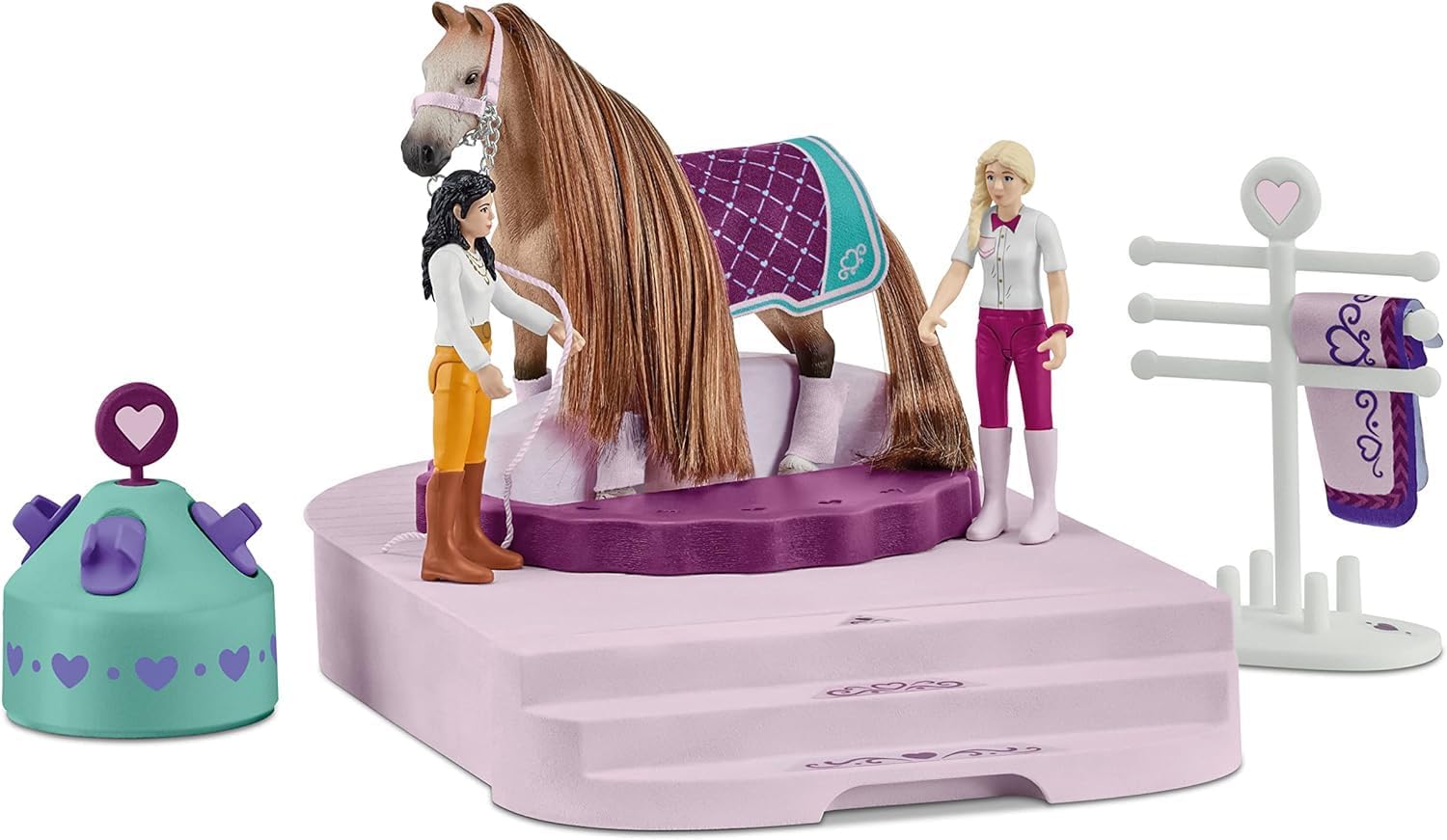 Écurie malette de coiffage avec accessoires de pansage : set de 99 pièces pour enfants de 4 ans et plus, pour des heures de jeu créatif avec des figurines chevaux – Image 4