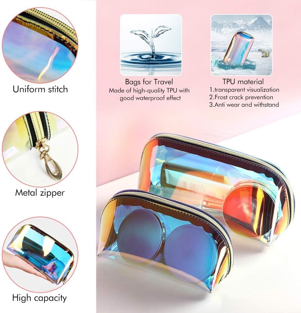 Trousse de maquillage holographique : le sac cosmétique idéal pour femmes et filles en voyage cet été – Image 2