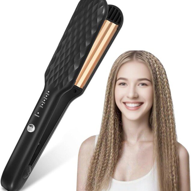 Mini fer à gaufrer cheveux : lisseur boucleur 2 en 1 pour un style élégant en un temps record