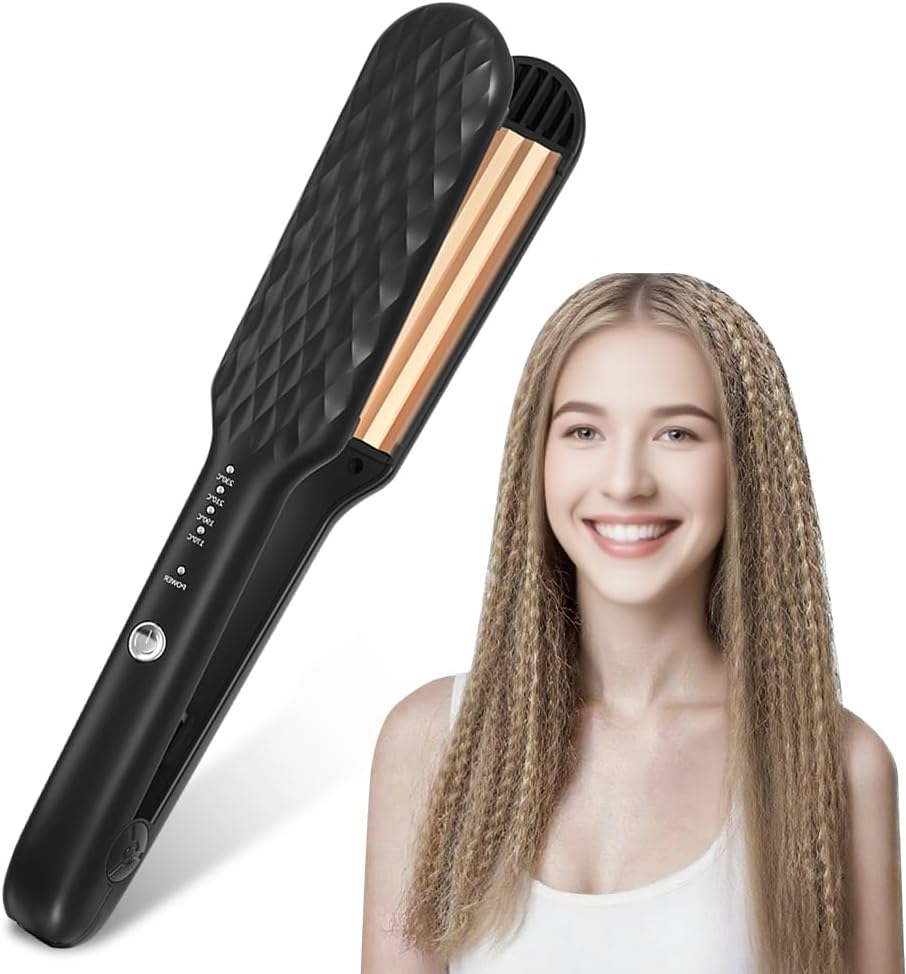 Mini fer à gaufrer cheveux : lisseur boucleur 2 en 1 pour un style élégant en un temps record