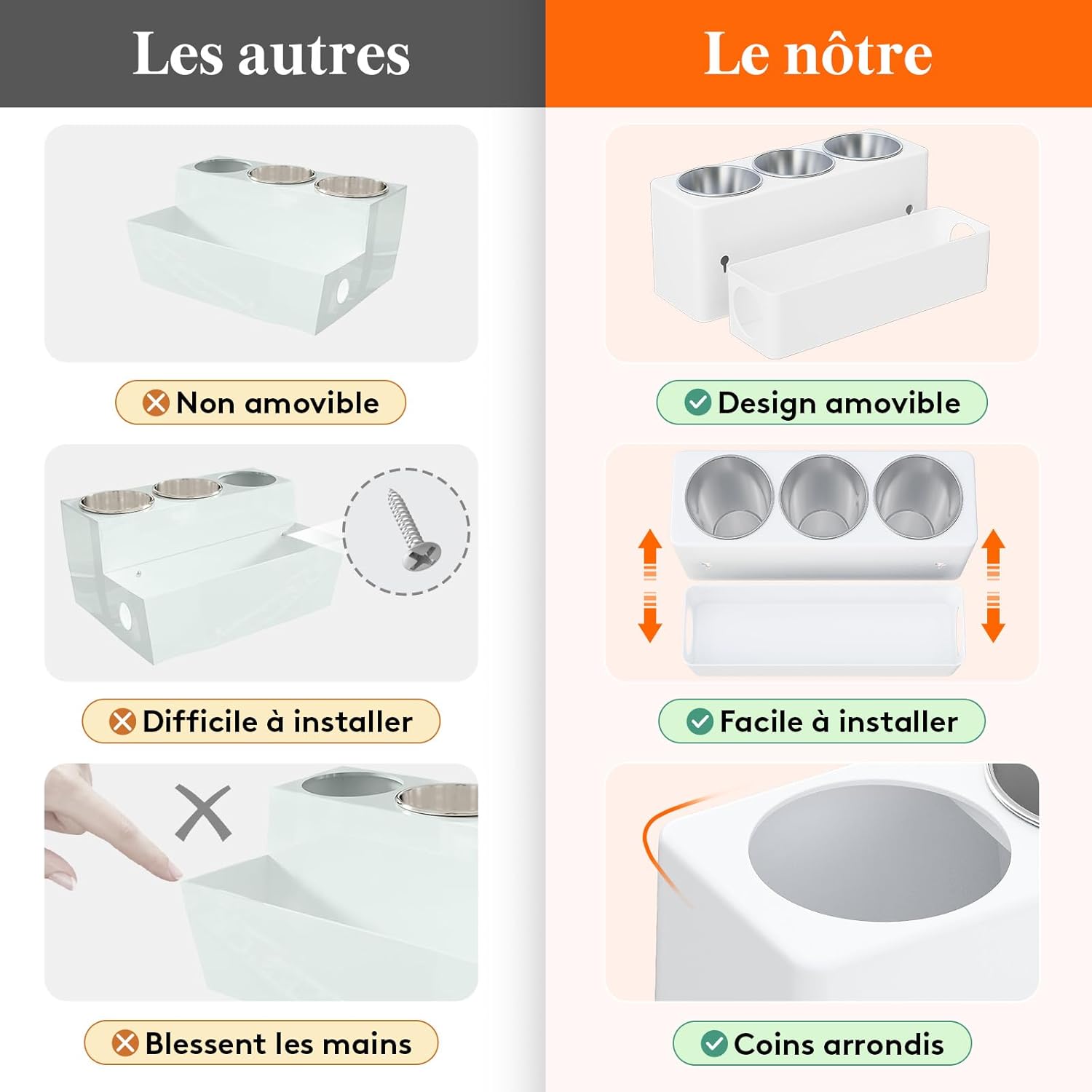 Support pour sèche-cheveux et fer à lisser : rangement élégant pour salle de bain Organisateur pratique en blanc pour une coiffeuse toujours rangée – Image 3