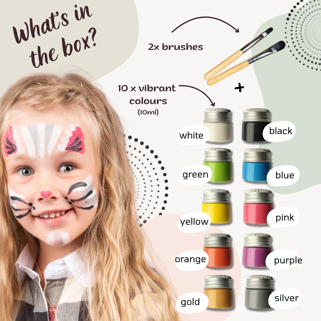 Palette de maquillage de fête bio : un kit de peinture faciale non-toxique et lavable pour peaux sensibles, idéal pour célébrations comme Carnaval, anniversaires et Noël – Image 3