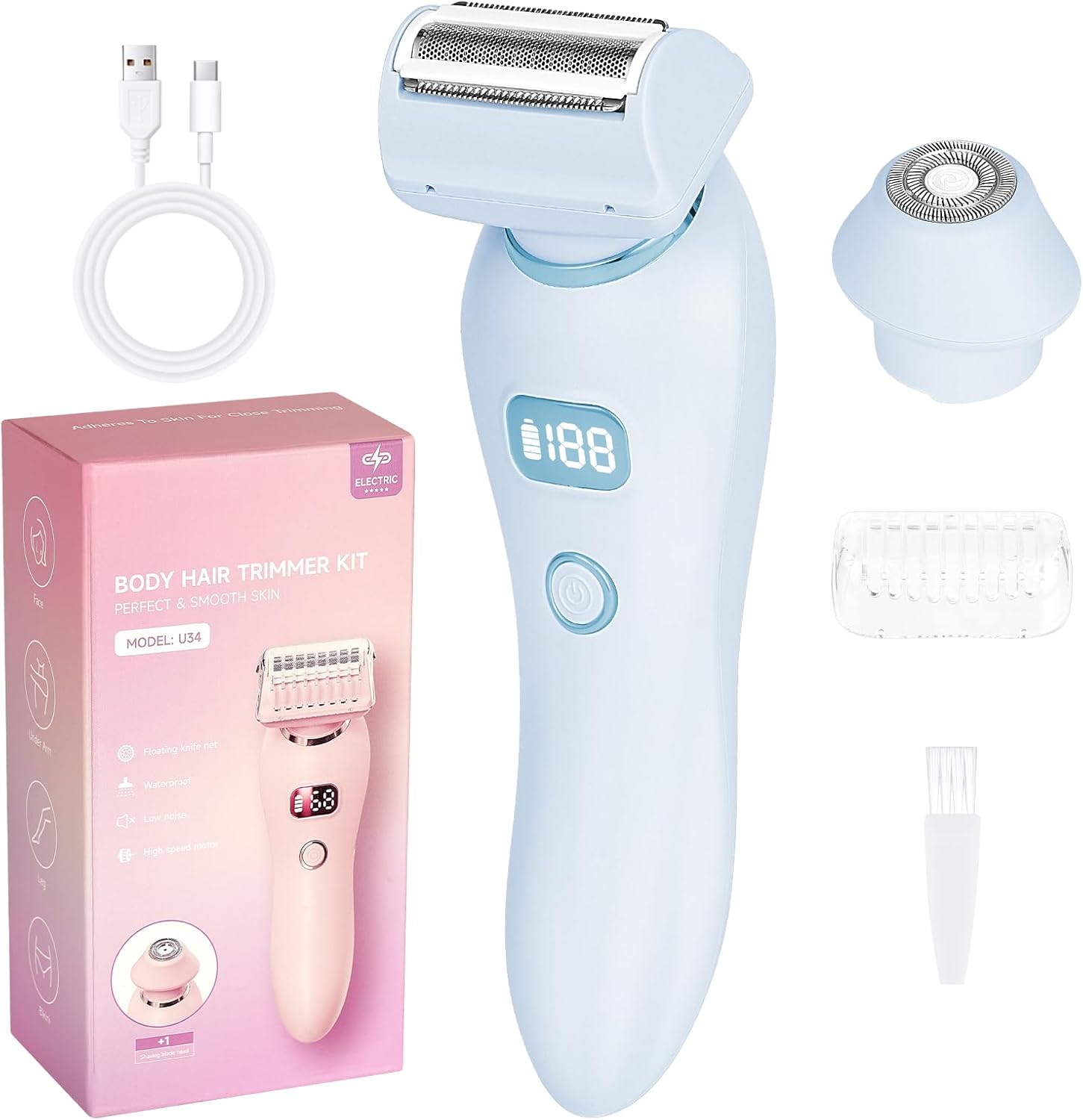 Épilateur électrique étanche 2-en-1 : la solution idéale pour femme pour un rasage impeccable du visage, des bras, des jambes et des zones sensibles