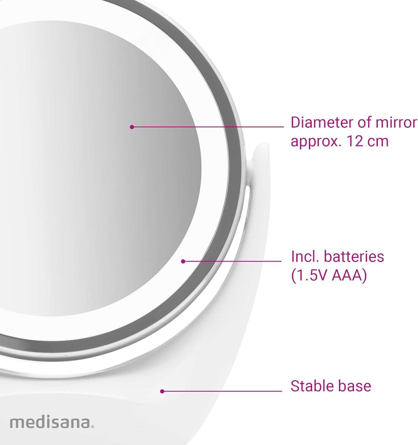 Mirroir cosmétique avec éclairage LED : l’accessoire idéal pour un maquillage parfait Découvrez le miroir de table double face agrandi 5x, pivotant à 360 degrés, pour un résultat impeccable à chaque fois ! – Image 5