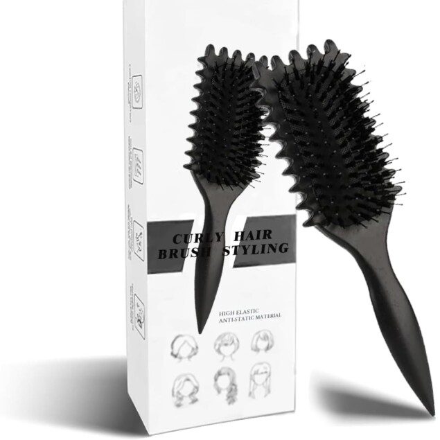 Brosse à boucler : brosse coiffante pour cheveux bouclés d'hommes et de femmes, idéale pour fixer et modeler vos boucles tout en réduisant les mèches rebelles