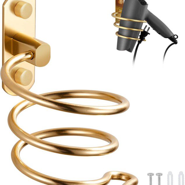 Porte sèche cheveux mural en aluminium : support élégant pour salle de bain et cuisine