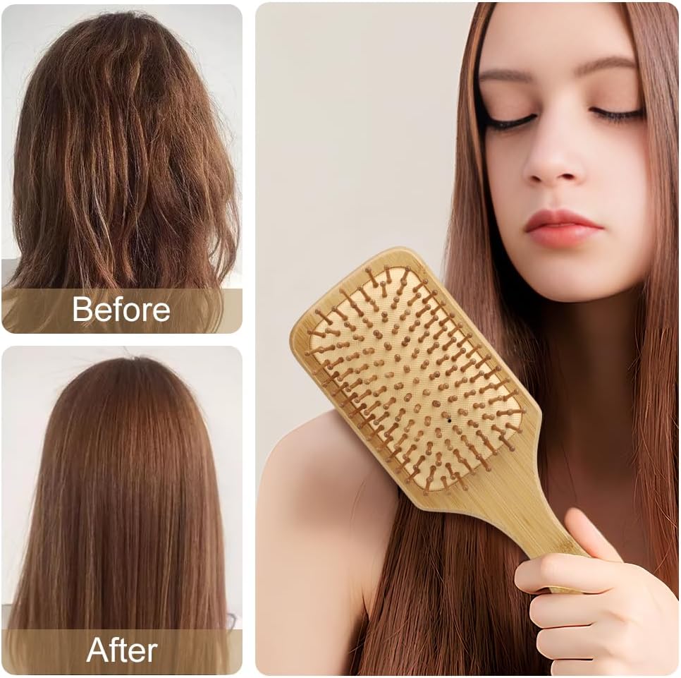 Brosse en bambou pour cheveux : un soin antistatique et anti-frisottis pour toute la famille – Image 5