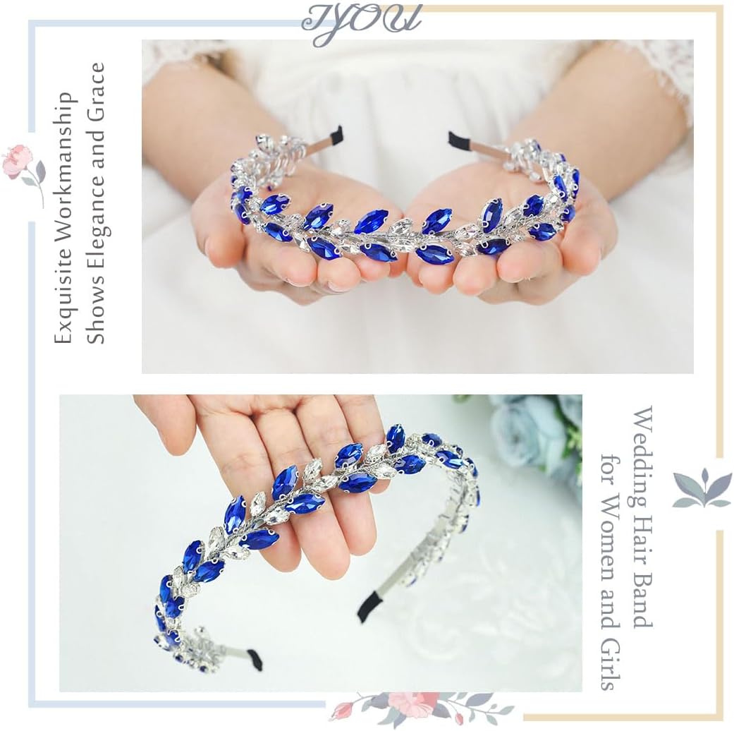 Serre-tête mariage bleu : couronne en strass pour sublimer votre coiffure de mariée – Image 4