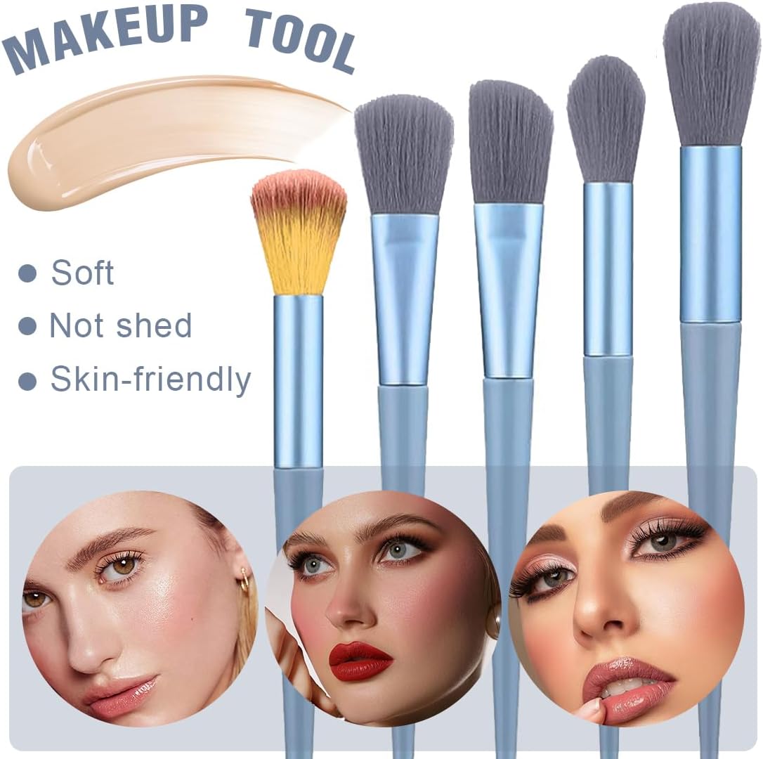 Pinceaux de maquillage professionnels : le set idéal pour les passionnées de beauté Découvrez 13 pinceaux de maquillage avec sac en peluche pour un teint parfait – Image 2