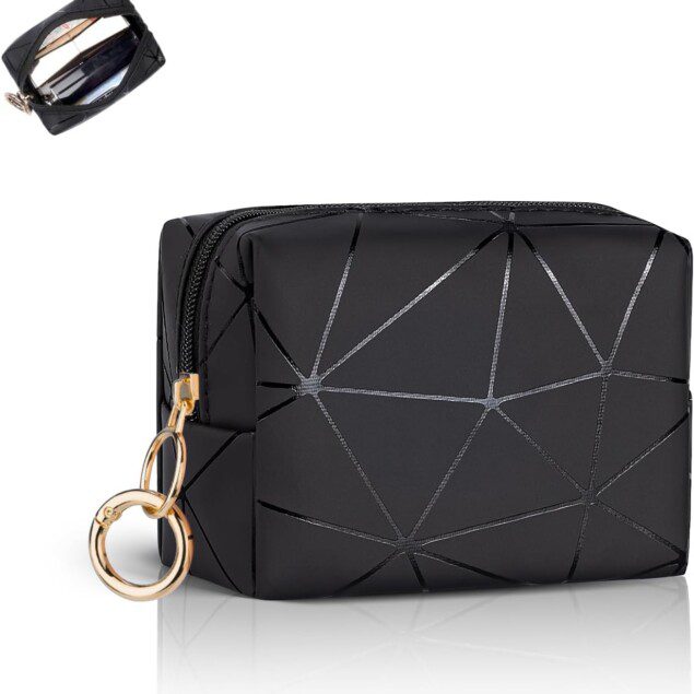 Mini trousse de maquillage pour femme : l’organisateur parfait de sac à main et cosmétiques   Pratique et élégante, cette pochette en cuir PU est le cadeau idéal pour les anniversaires de vos amies et mamans
