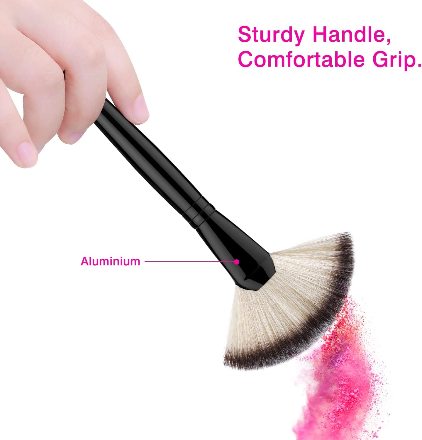 Brosse professionnelle en pinceau éventail : l'outil idéal pour un teint lumineux et naturel Pour les passionnés de maquillage, cette brosse en nylon facilite l'application de fond de teint et de poudre, garantissant une finition impeccable. – Image 4