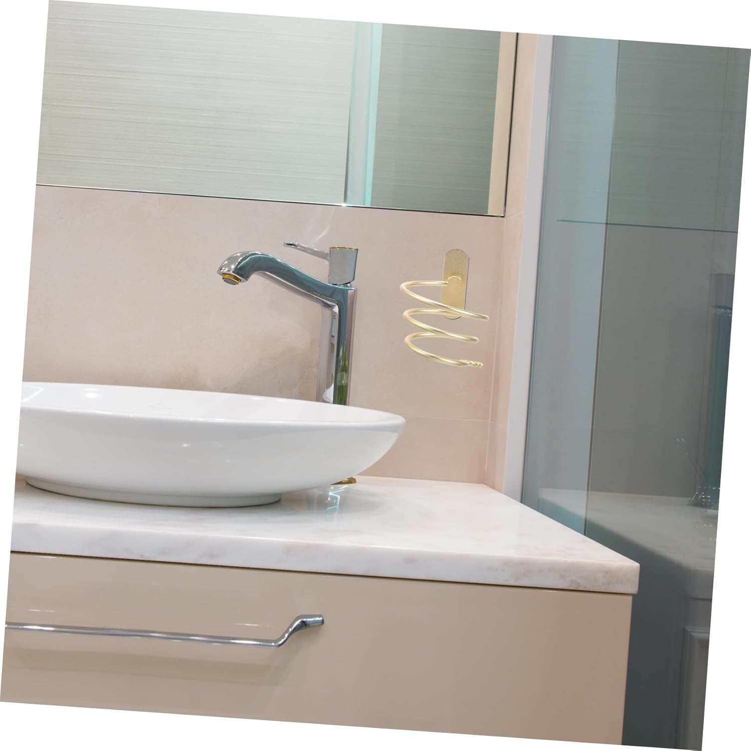 Porte-sèche-cheveux mural en aluminium : un support pratique et élégant pour salle de bain et salon – Image 2