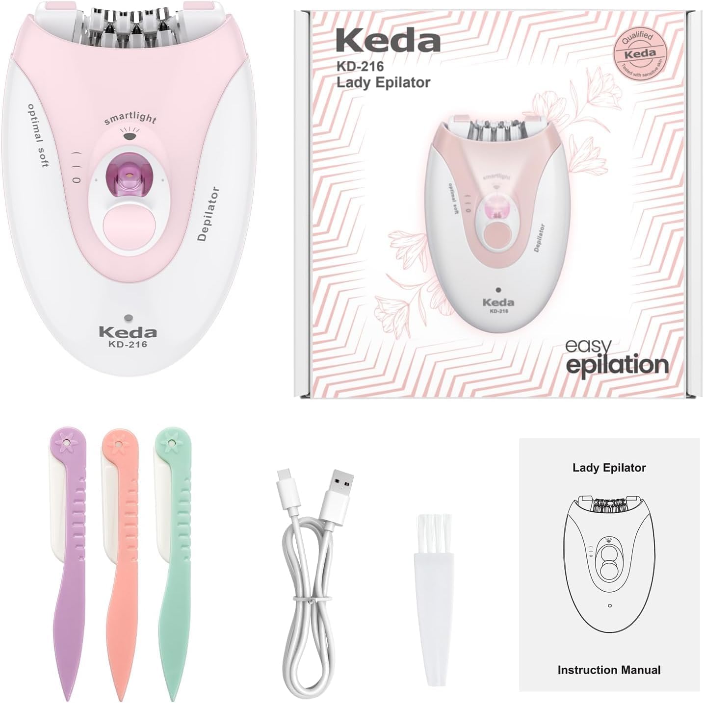 Épilateur Électrique Femme - Précision avec 36 Pinces + 3 Rasoirs Pour un épilateur sans douleur, rechargeable et étanche – Image 9