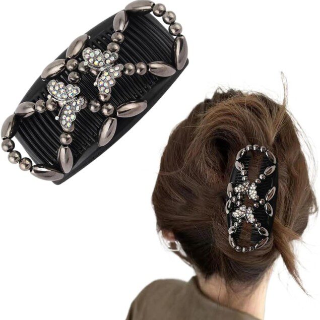 Peigne à cheveux magique perlé : l'accessoire chic pour femmes au style élégant   Transformez votre coiffure avec des pinces élastiques pour tous types de cheveux