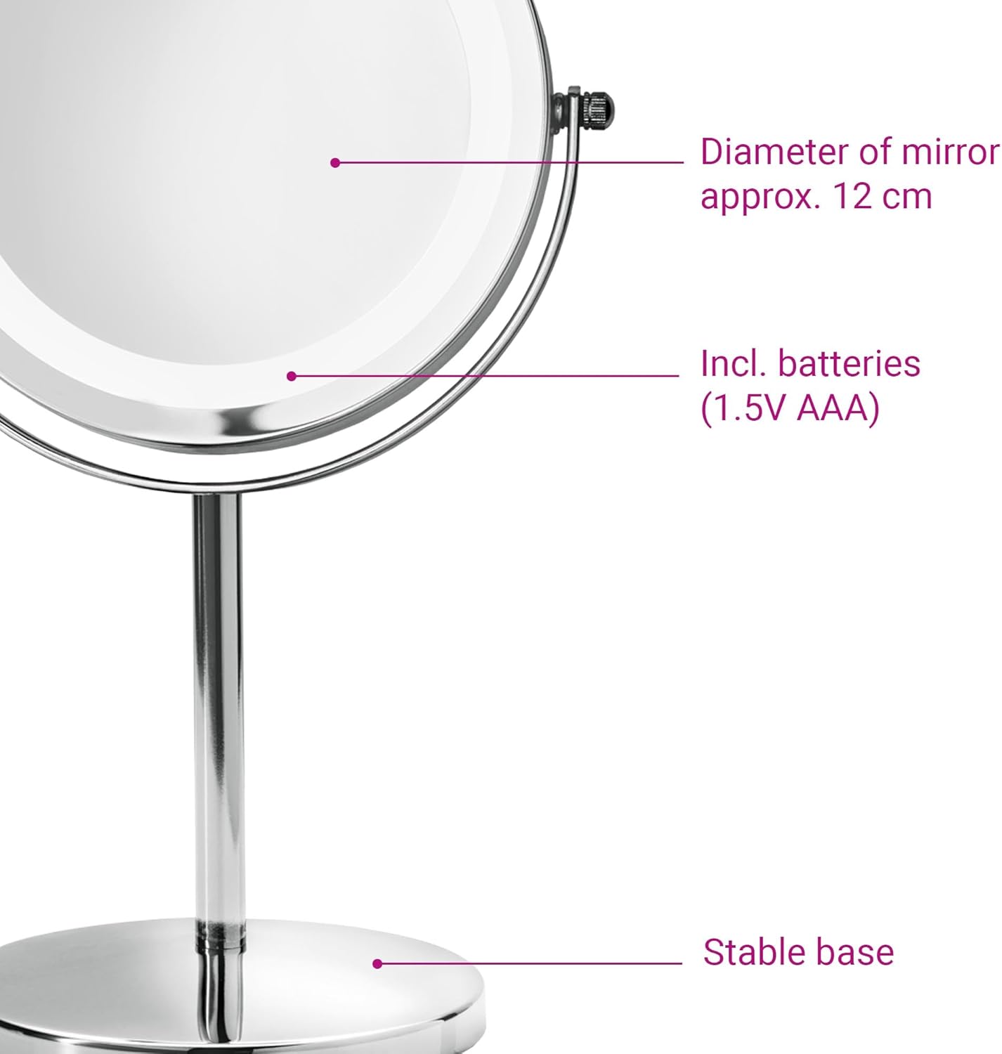 Miroir de maquillage avec éclairage LED : le compagnon idéal pour les passionnées de beauté Profitez d'un grossissement 5x et d'un design pivotant à 360° pour un maquillage parfait à chaque instant – Image 5