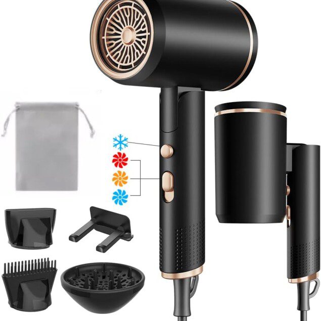 Sèche-cheveux pliable ionique 2400W : l'allié parfait pour toute la famille lors de vos voyages et en salon