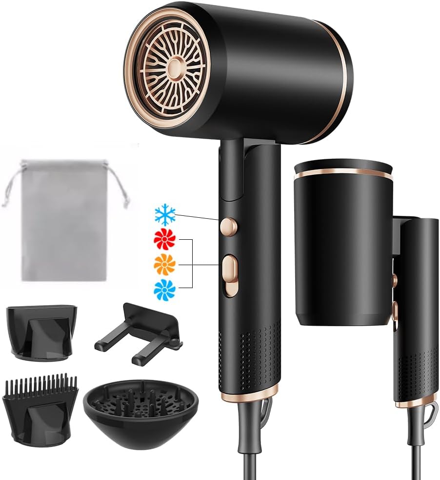 Sèche-cheveux pliable ionique 2400W : l'allié parfait pour toute la famille lors de vos voyages et en salon
