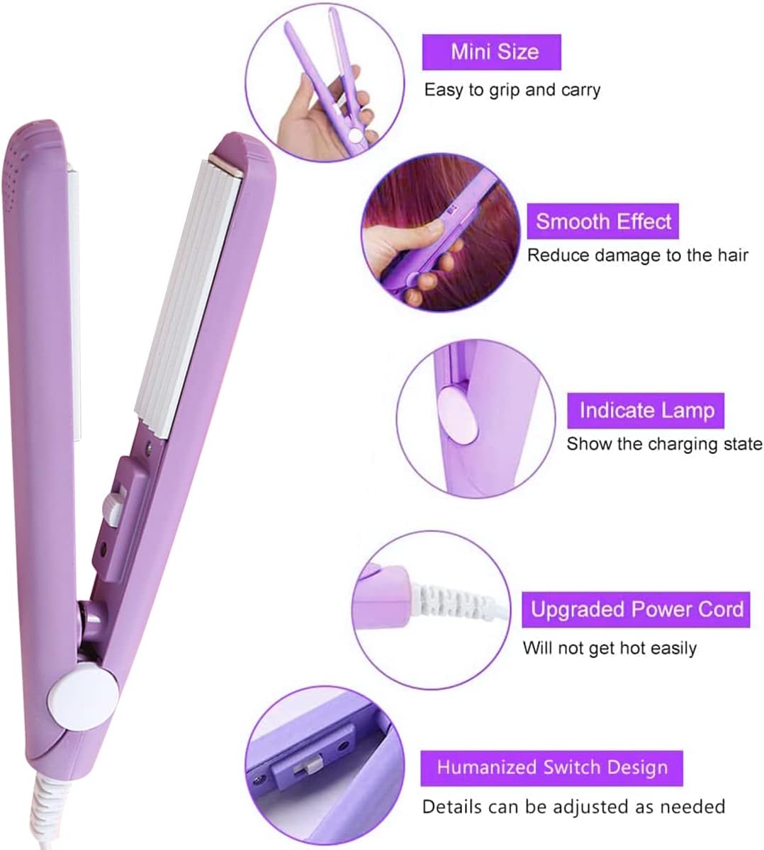 Fer à lisser 2 en 1 : lisseur et fer à friser mini en céramique pour tous types de cheveux, idéal pour les voyages et les franges – Image 5