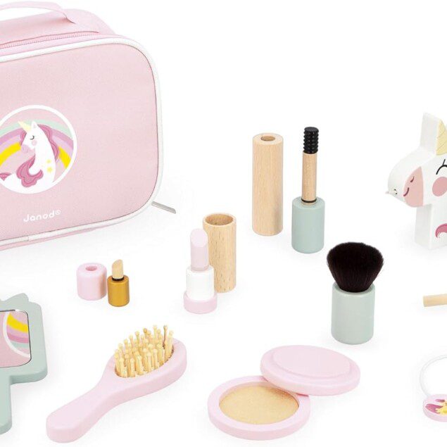 Malette beauté licorne : kit de maquillage en bois pour les petites créatrices dès 3 ans