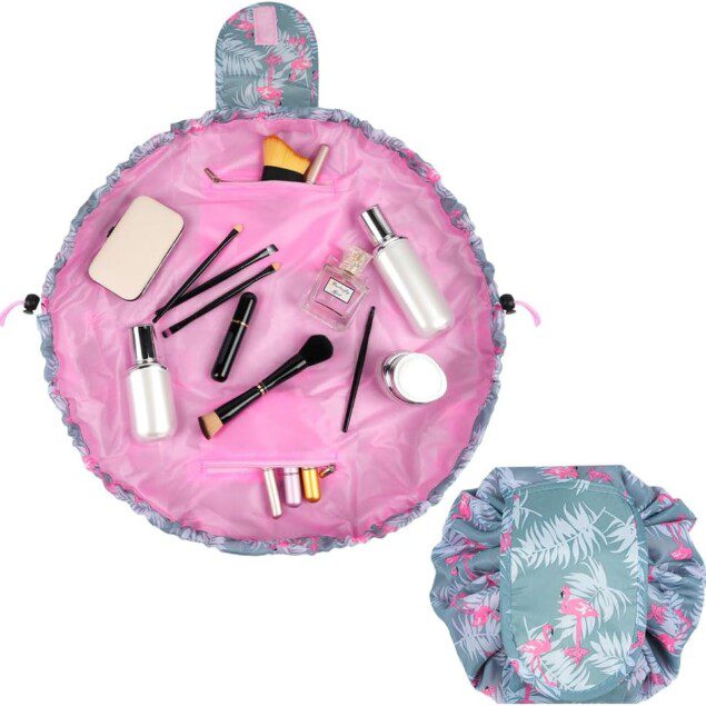 Sac cosmétique élégant : trousse de maquillage pratique pour les femmes paresseuses Optimisez votre rangement avec ce design astucieux à cordon et style flamant