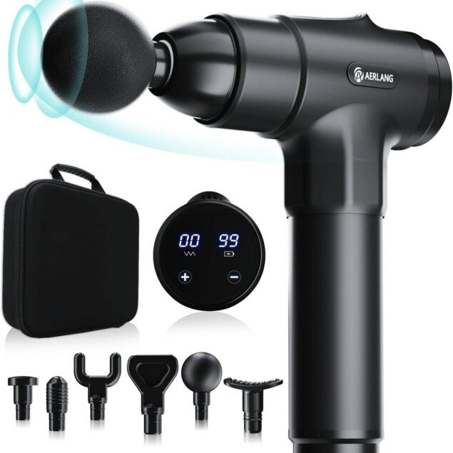 Pistolet de Massage Musculaire: 20 Vitesses & Têtes Variées