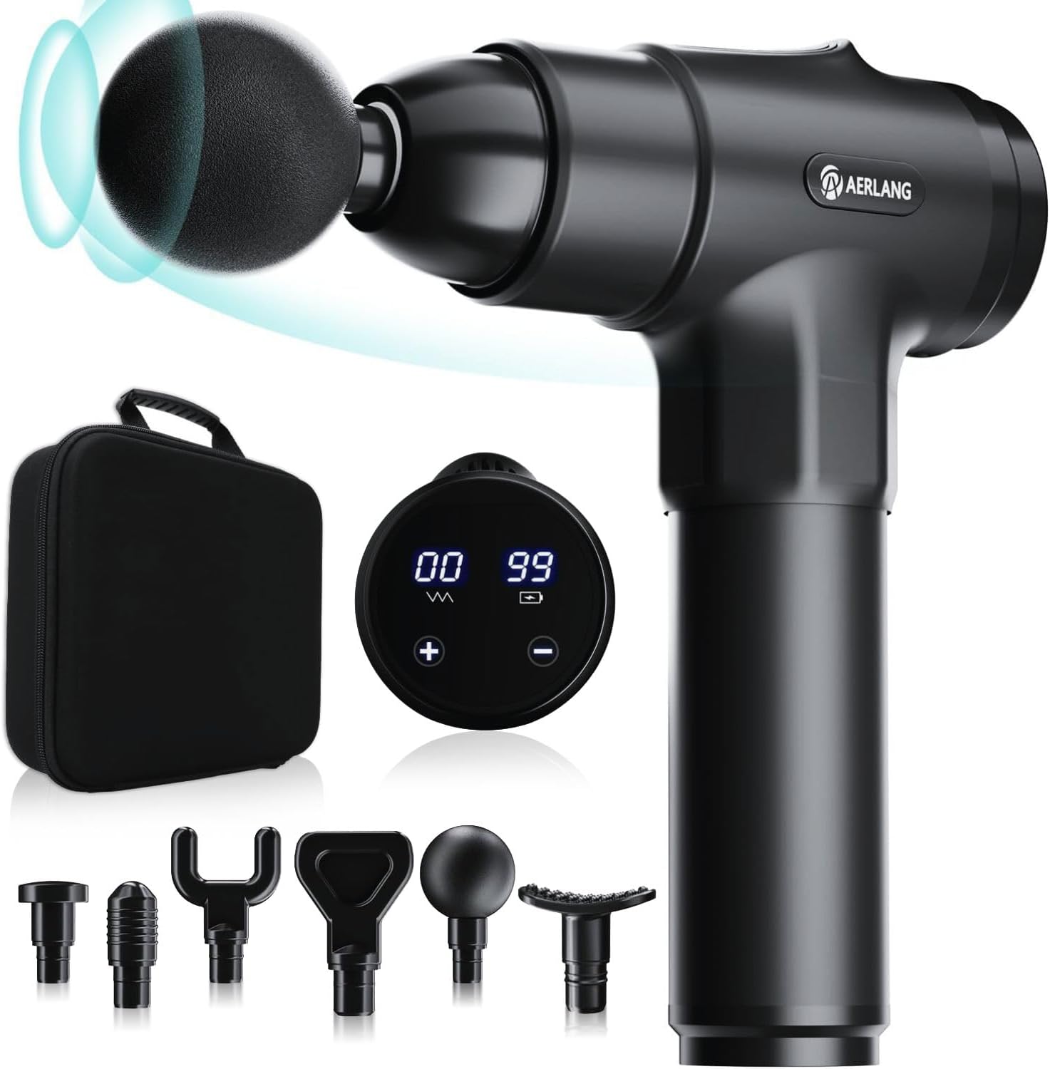 Pistolet de Massage Musculaire: 20 Vitesses & Têtes Variées