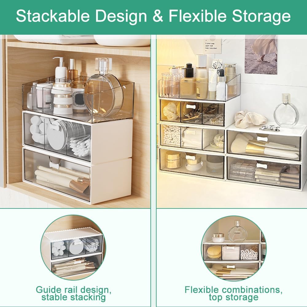 Boîte de rangement maquillage pour un rangement élégant : organisateur acrylique 3 étages, idéal pour chambre à coucher et salle de bain – Image 4