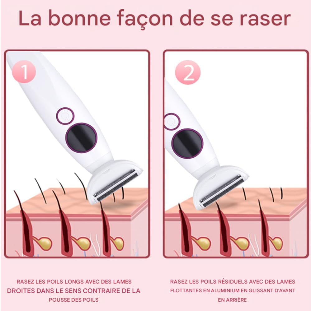 Rasoir Elios Femme 5 en 1 : le compagnon idéal pour une épilation douce et efficace Pour les femmes en quête de polyvalence, ce rasoir électrique étanche IPX7 offre une utilisation wet & dry, un affichage numérique et un chargeur USB pour un entretien facile de tout le corps. – Image 4