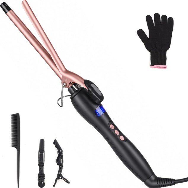 Boucleur à cheveux 13 mm : fer à boucler à pince pour ondulations naturelles et élégantes Chauffage homogène avec écran LCD 130-210°C, idéal pour tous types de cheveux