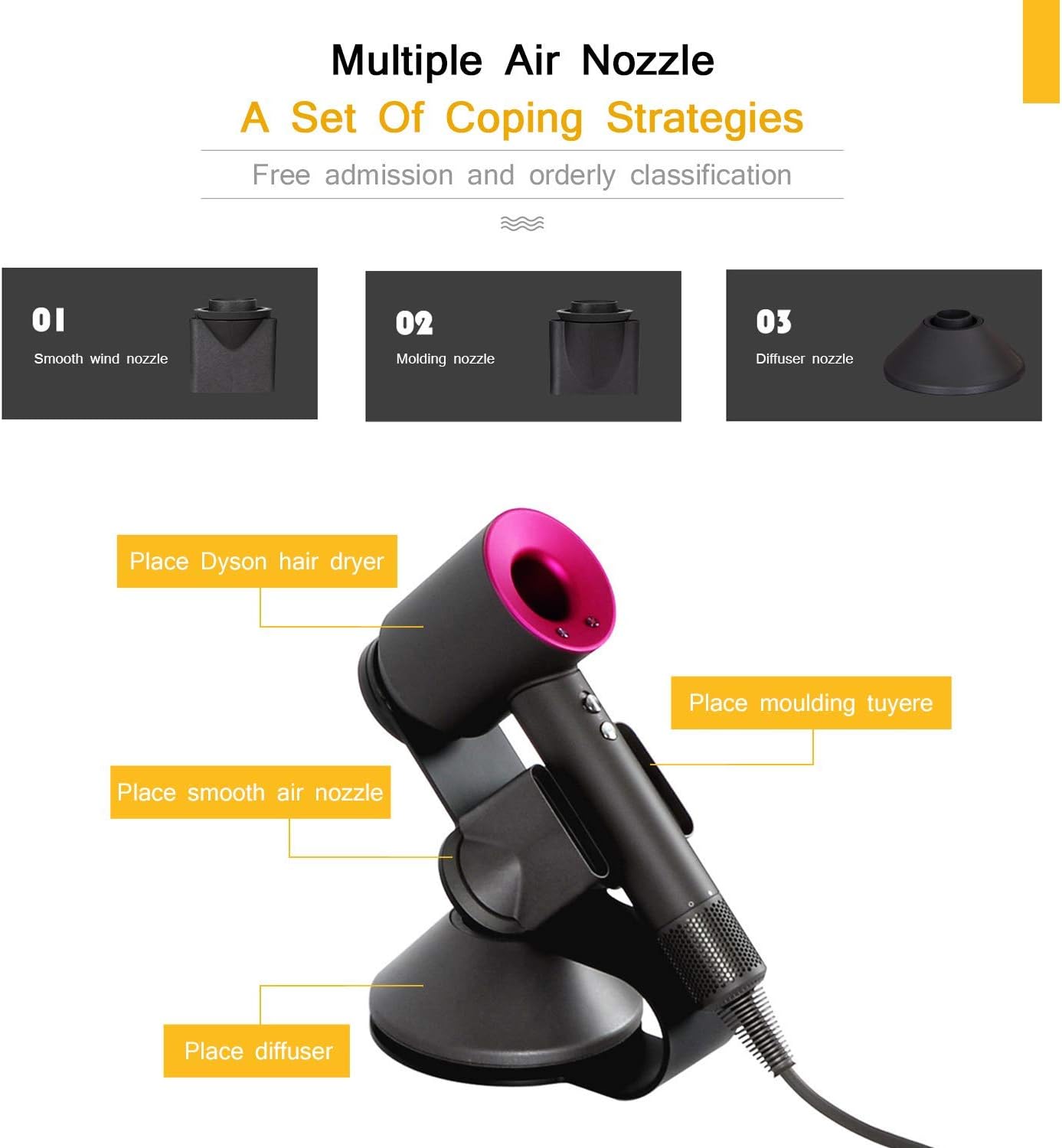 Support de sèche-cheveux magnétique en aluminium : l'organisateur idéal pour salle de bain moderne – Image 2