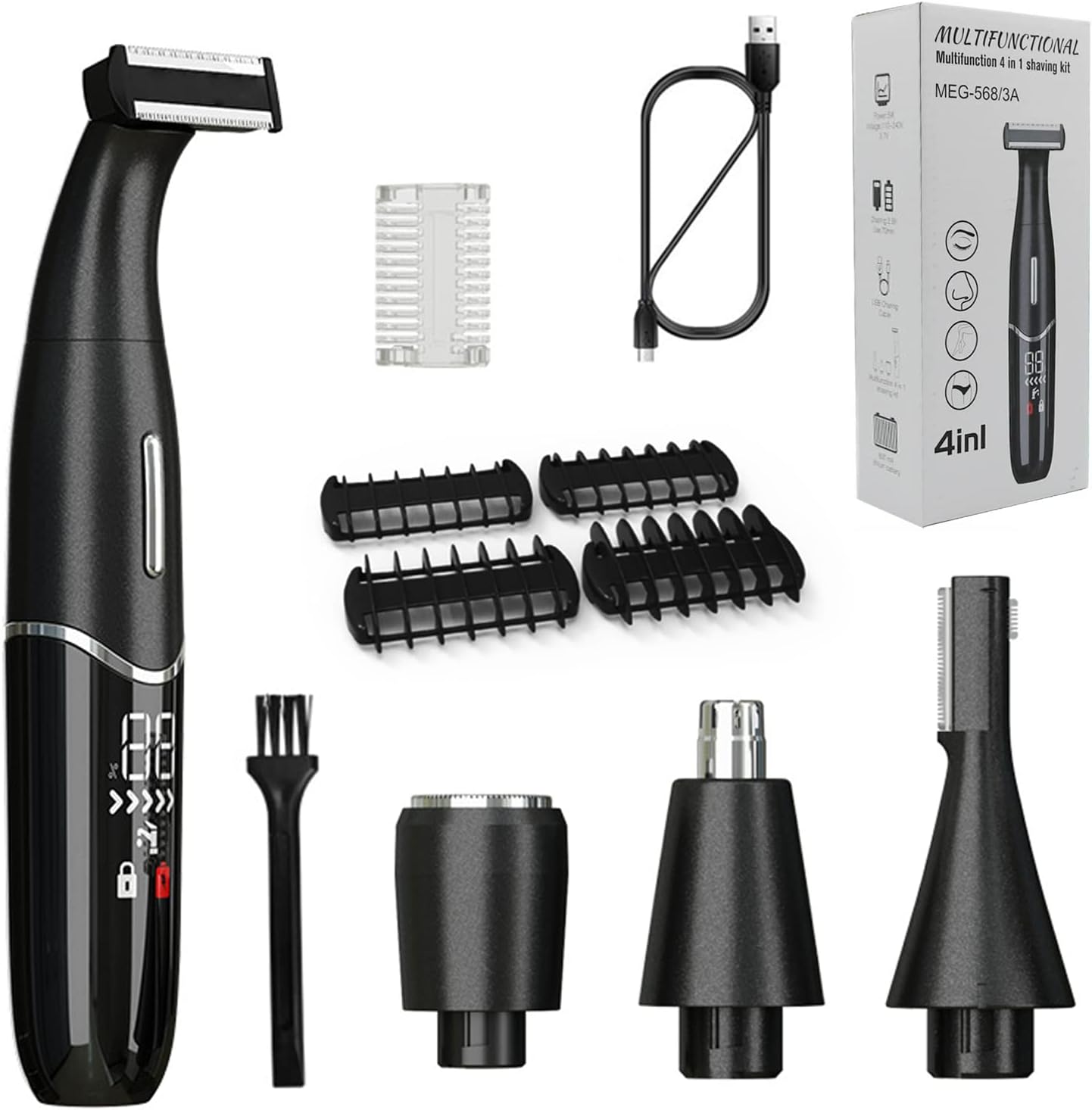 Rasoir électrique homme multifonction : l'outil imperméable 4 en 1 pour un grooming impeccable