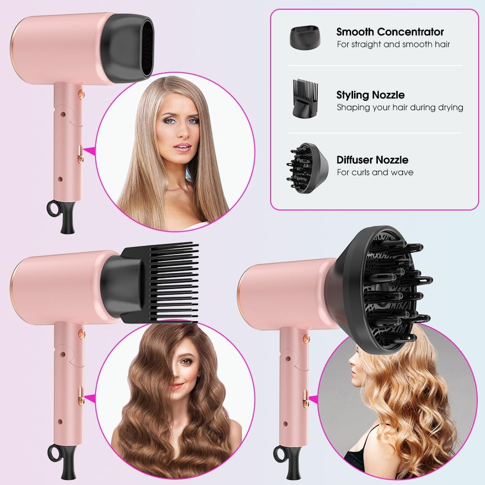 Sèche-cheveux ionique 2400W : l'outil de coiffure léger et pliable pour un séchage rapide et efficace – Image 6